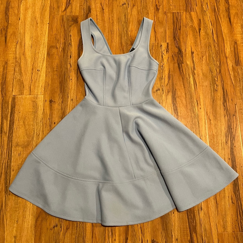 Lulu's Powder Blue Textured Fit-and-Flare Mini Dress
